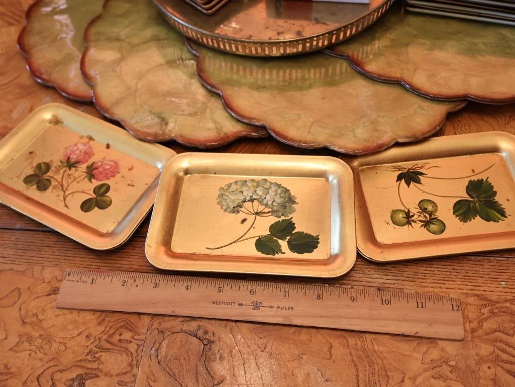 Vintage Hand Painted Floral Trays and More - 2