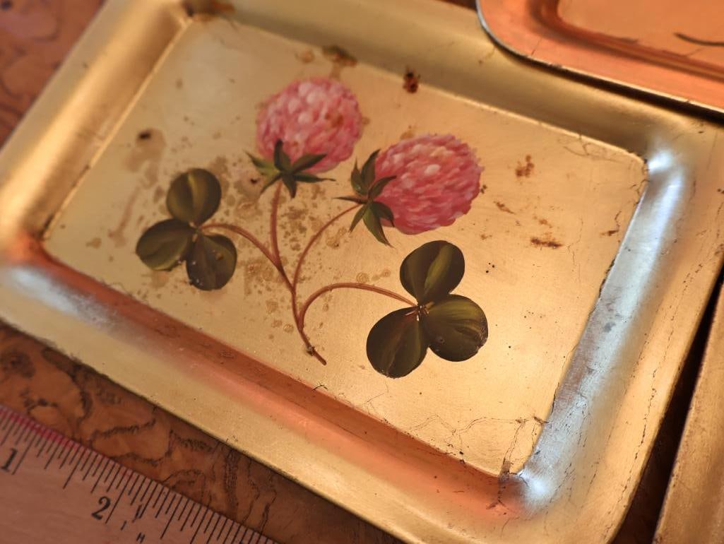 Vintage Hand Painted Floral Trays and More - 5