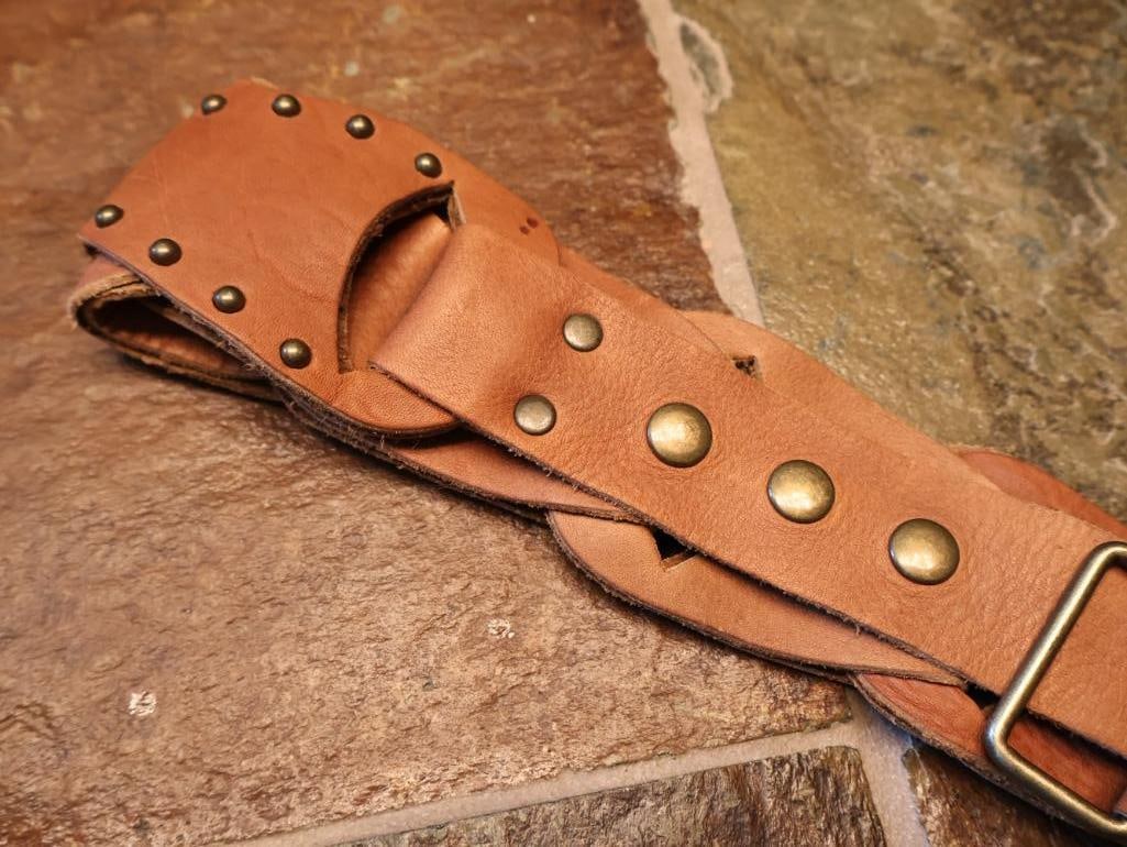 Two Ornate Leather Rock Fashion Belts - 12