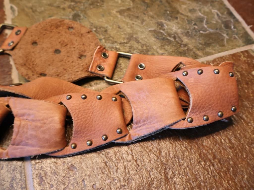 Two Ornate Leather Rock Fashion Belts - 15