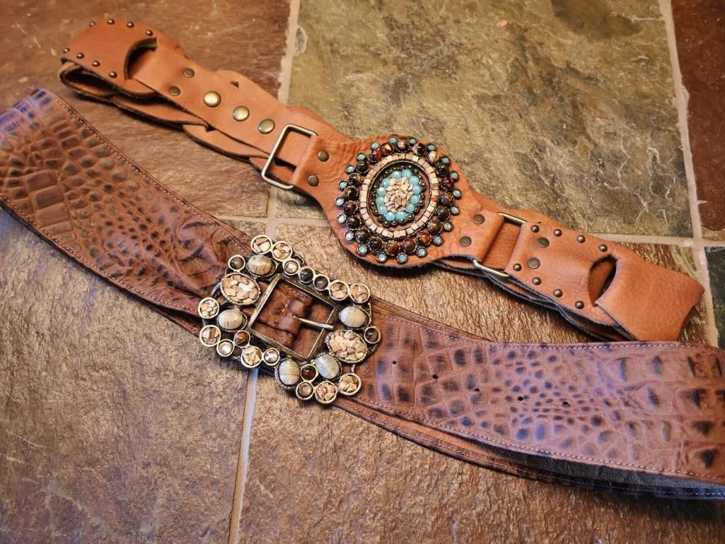 Two Ornate Leather Rock Fashion Belts (1 of 16)