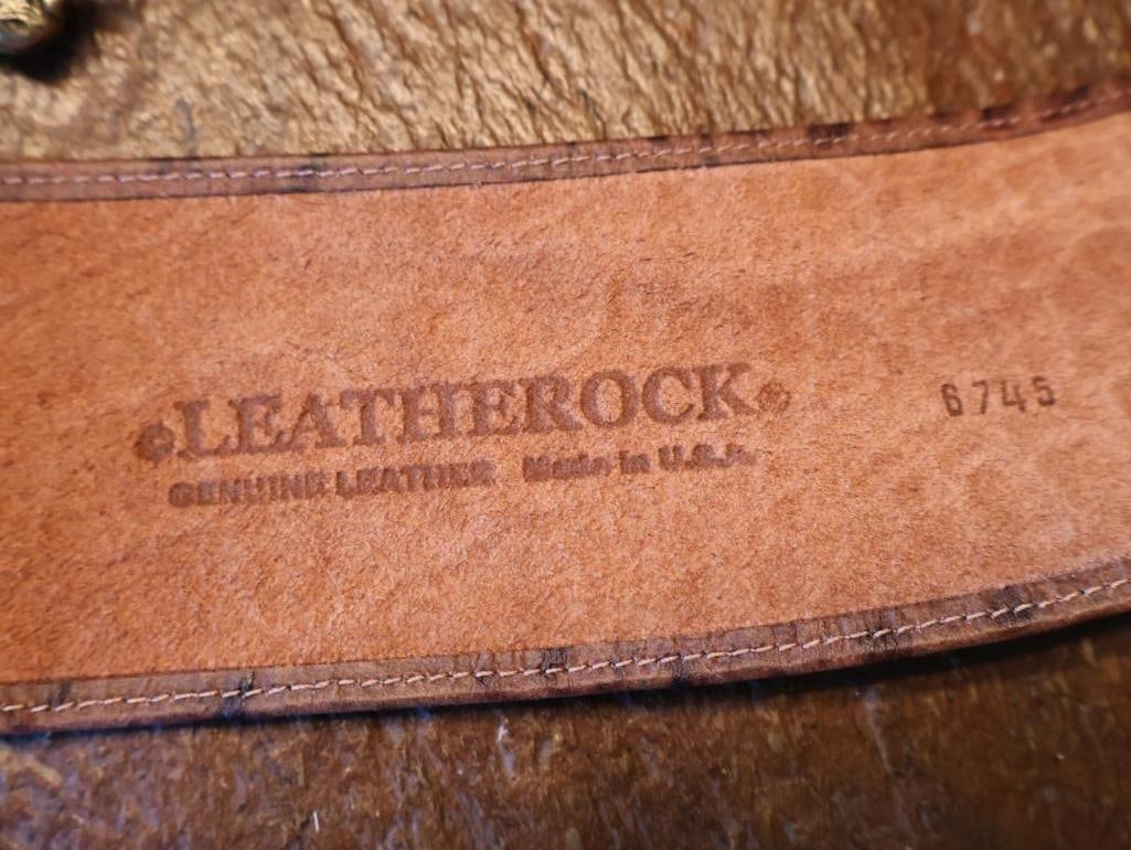 Two Ornate Leather Rock Fashion Belts - 6