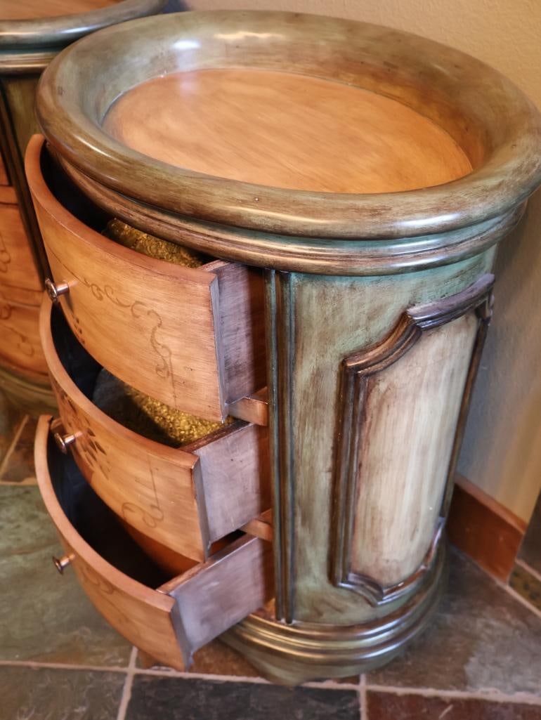 Pair of Rustic Oval Shaped Side Tables - 2