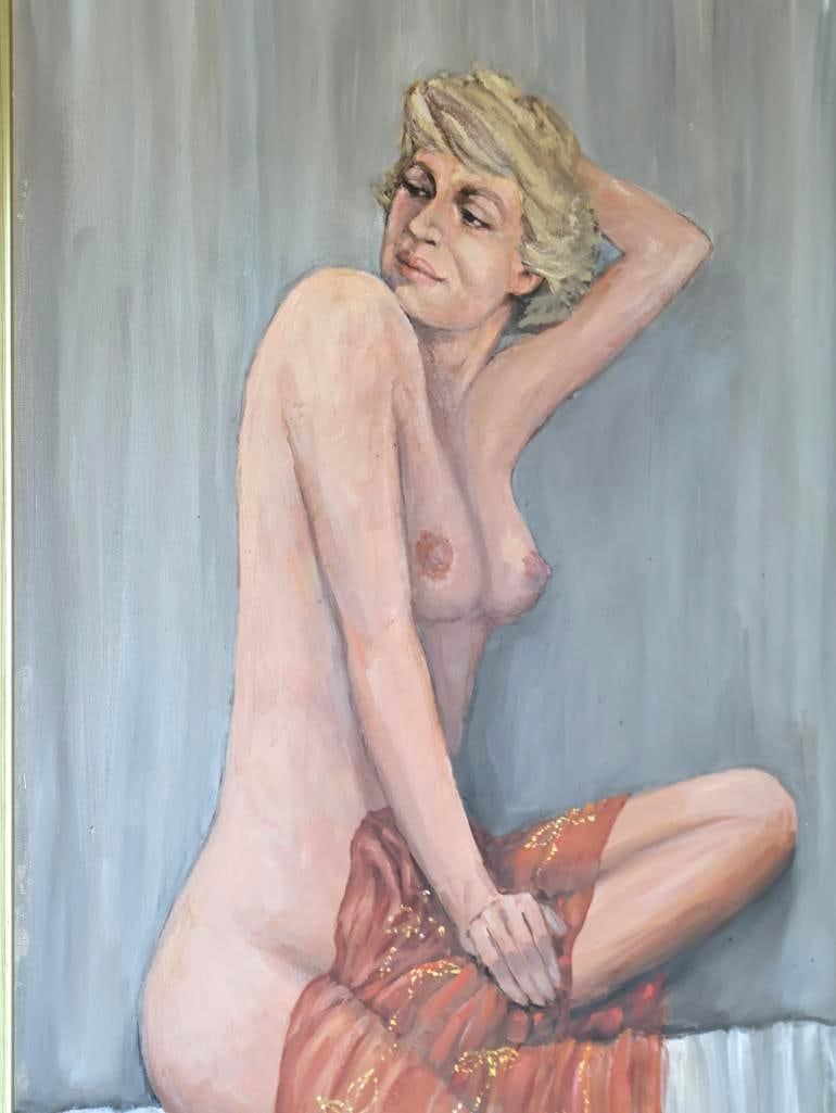 Original Large Portrait of Draped Woman - 2