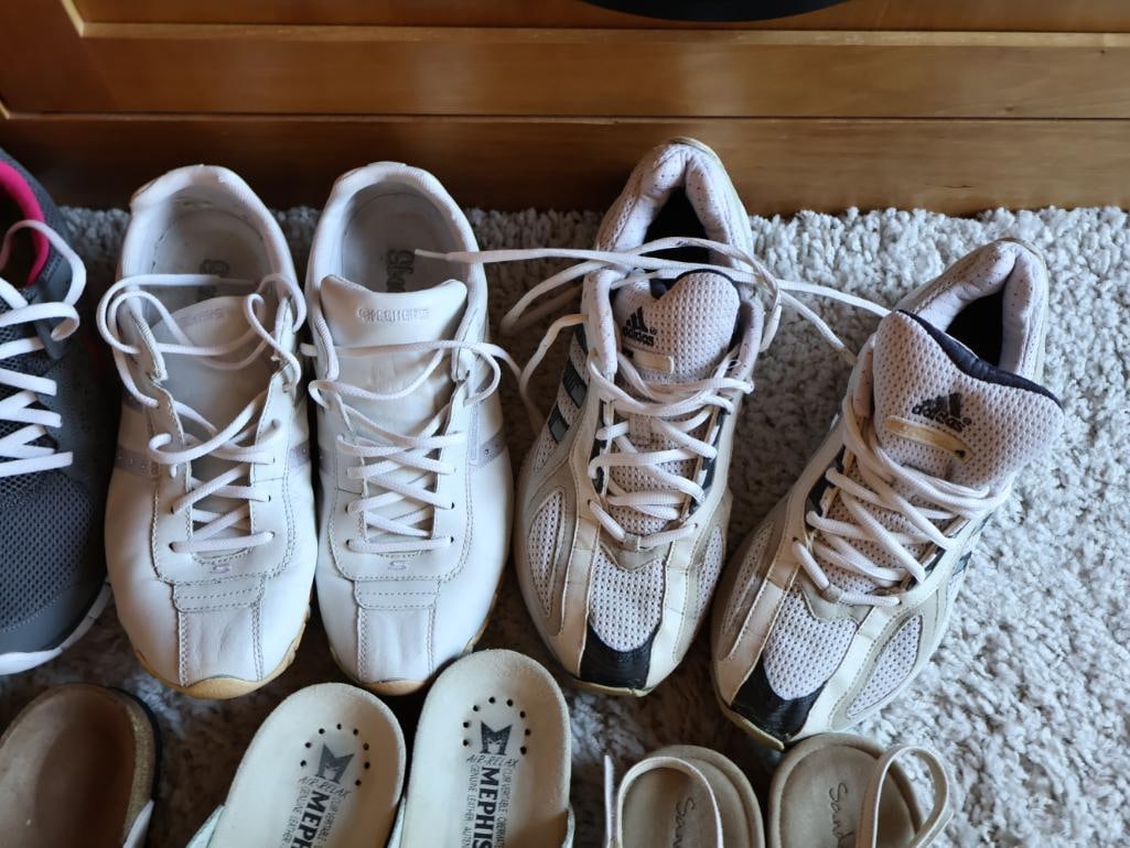 Large Lot of Ladies Tennis Shoes and Sandals - 17