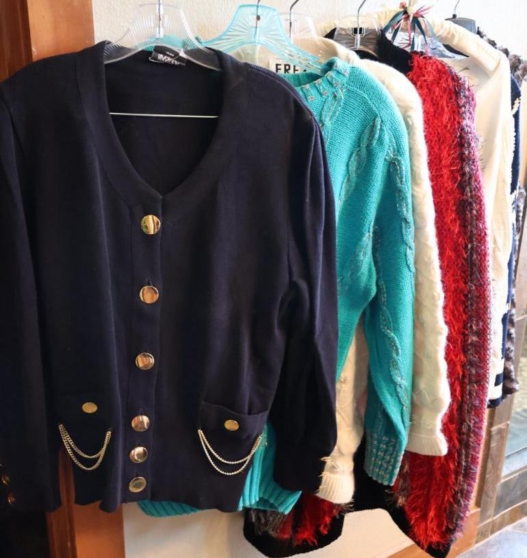 Vintage Sweater and Faux Fur Vest: Basler, Bonnie Boerer, Erez, and faux fur vest by Giuliana Large