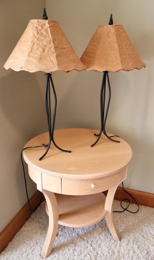 Handmade Wadenstierna Side Table and Pair of Lamps - 2