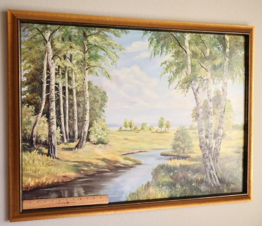 Original Large Landscape Painting of Grassland Stream - 2