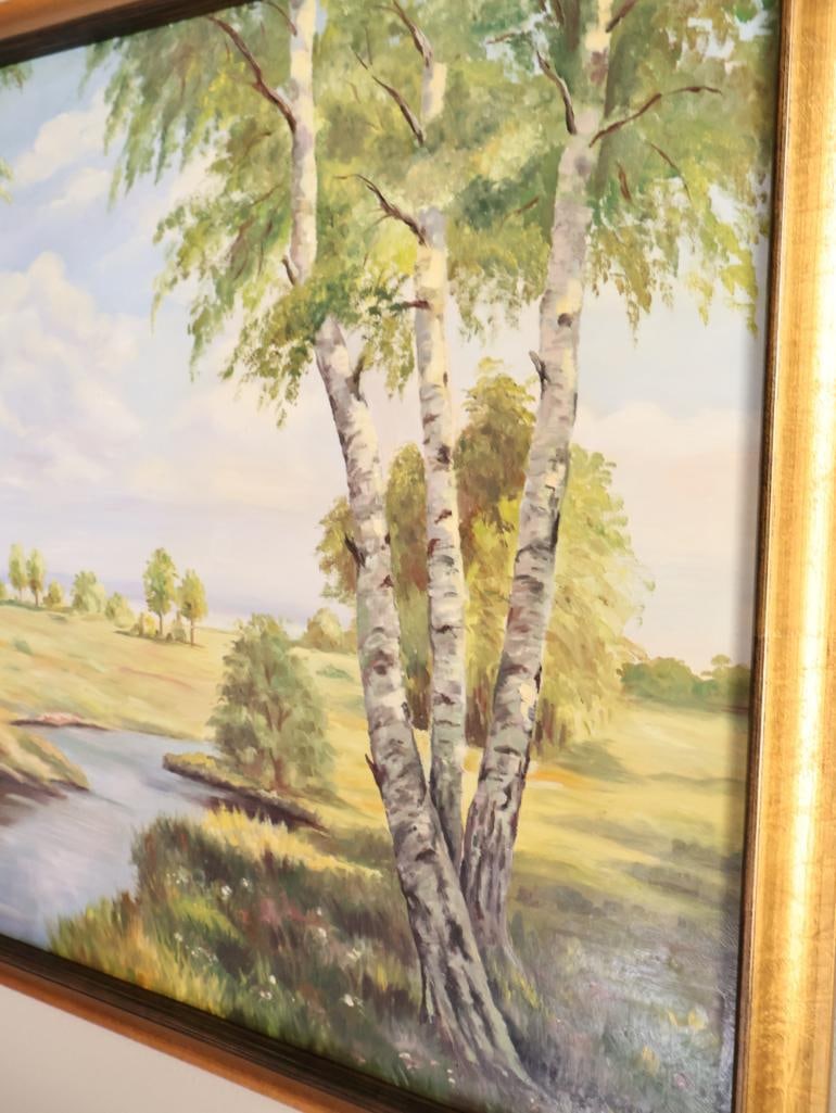 Original Large Landscape Painting of Grassland Stream - 4