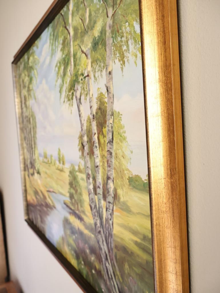 Original Large Landscape Painting of Grassland Stream - 6