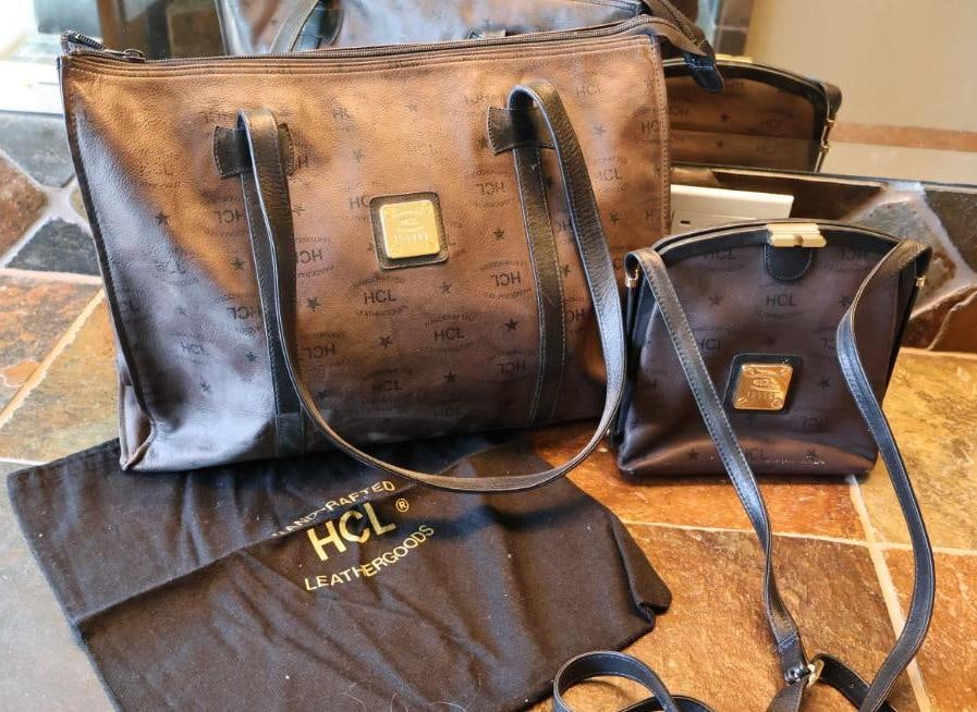 Two HCL Bags and Dust Cover: Handcrafted Leather Goods larger purse and smaller crossbody