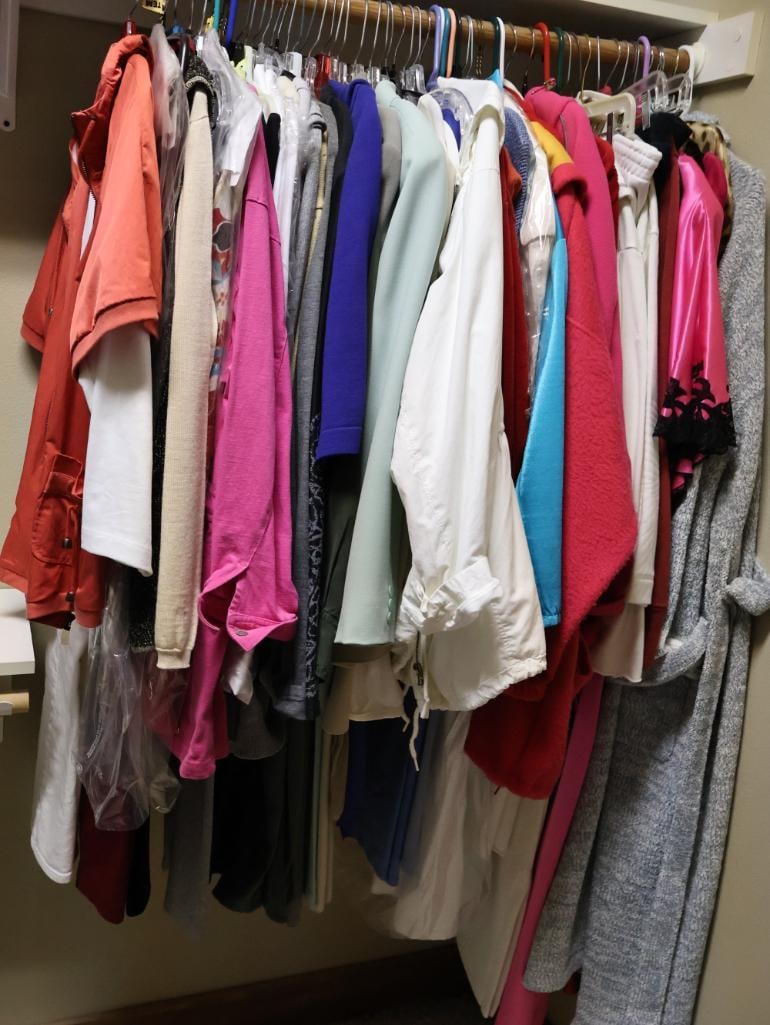 Large Lot of Ladies Jackets and Outfits: K.D. Spring large sized vest with detail on back, Chico's brand clothes, Lauren Active, Nike, and ladies sleepwear and robes