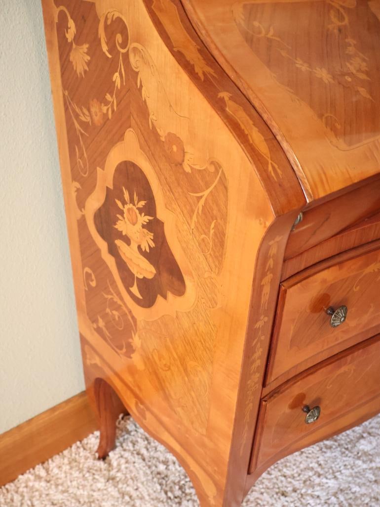 Vintage Italian Style Inlaid Marquetry Secretary Desk - 10
