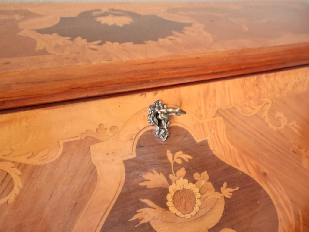 Vintage Italian Style Inlaid Marquetry Secretary Desk - 4