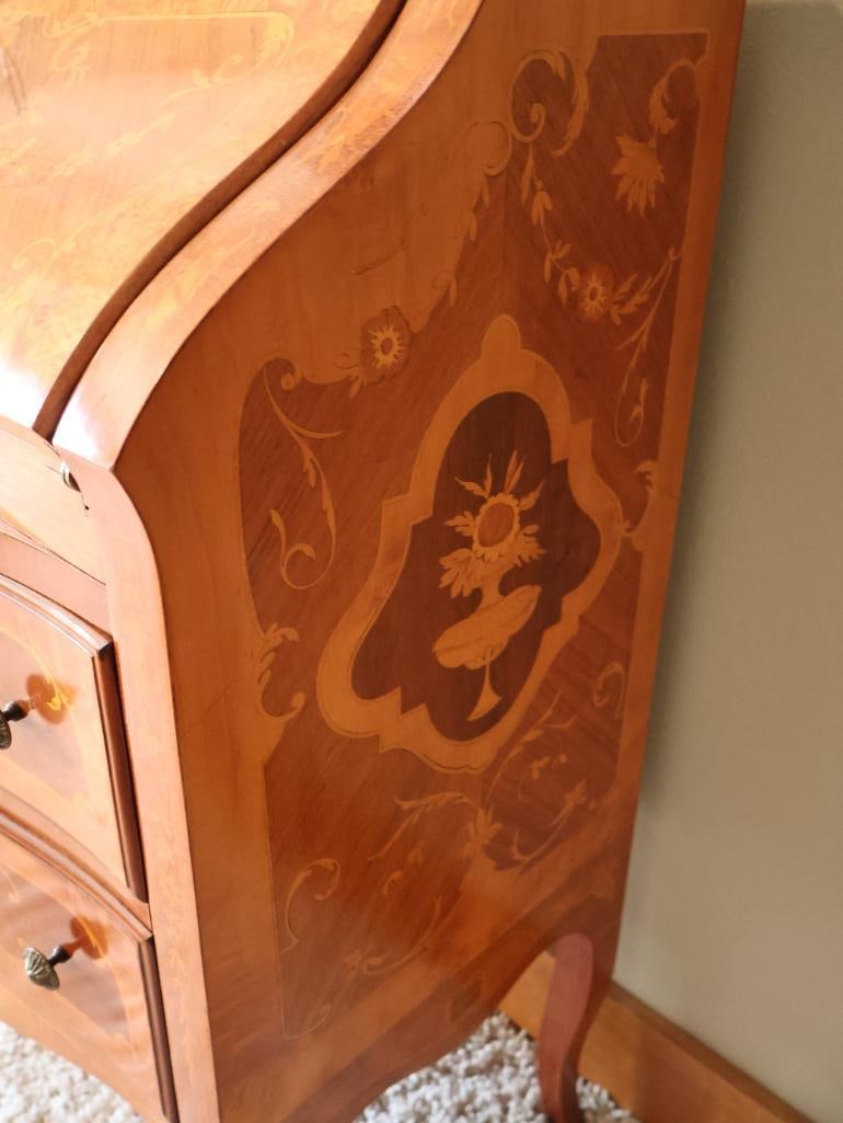 Vintage Italian Style Inlaid Marquetry Secretary Desk - 8