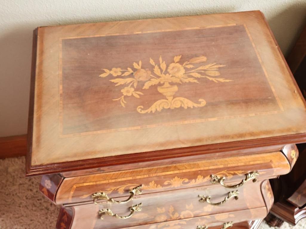 Pair of Vintage Marconi Arte Italian Marquetry Floral Inlay Side Tables - 10