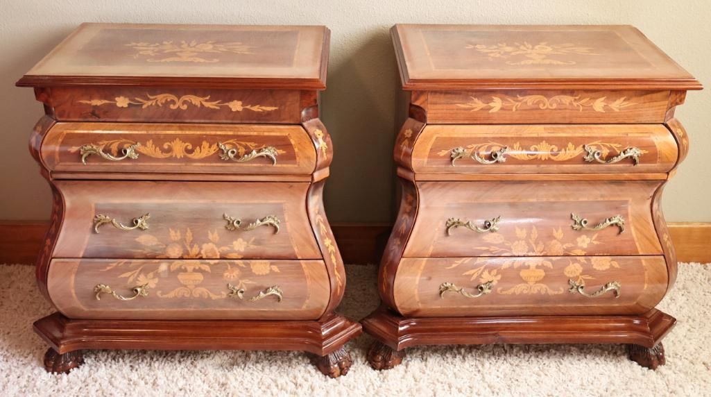 Pair of Vintage Marconi Arte Italian Marquetry Floral Inlay Side Tables (1 of 20)