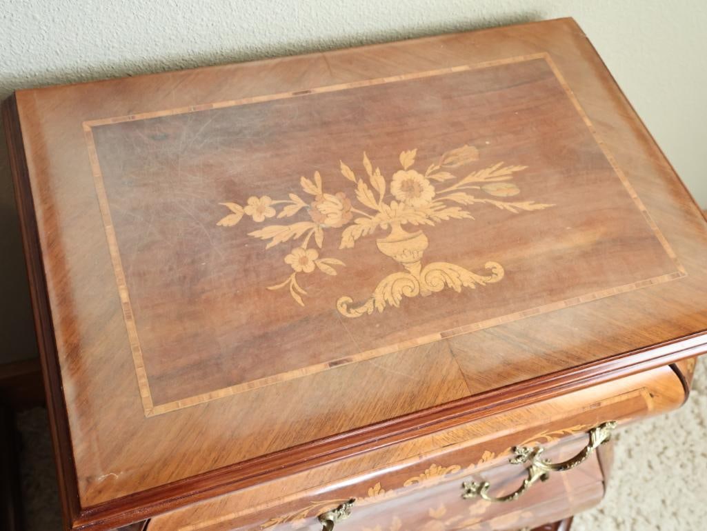 Pair of Vintage Marconi Arte Italian Marquetry Floral Inlay Side Tables - 2