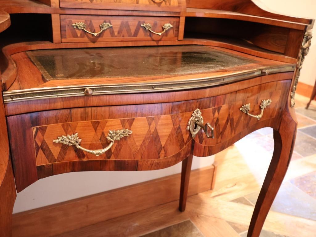 Antique French Louis XV-style marquetry and ormolu-mounted ladies writing desk - 5