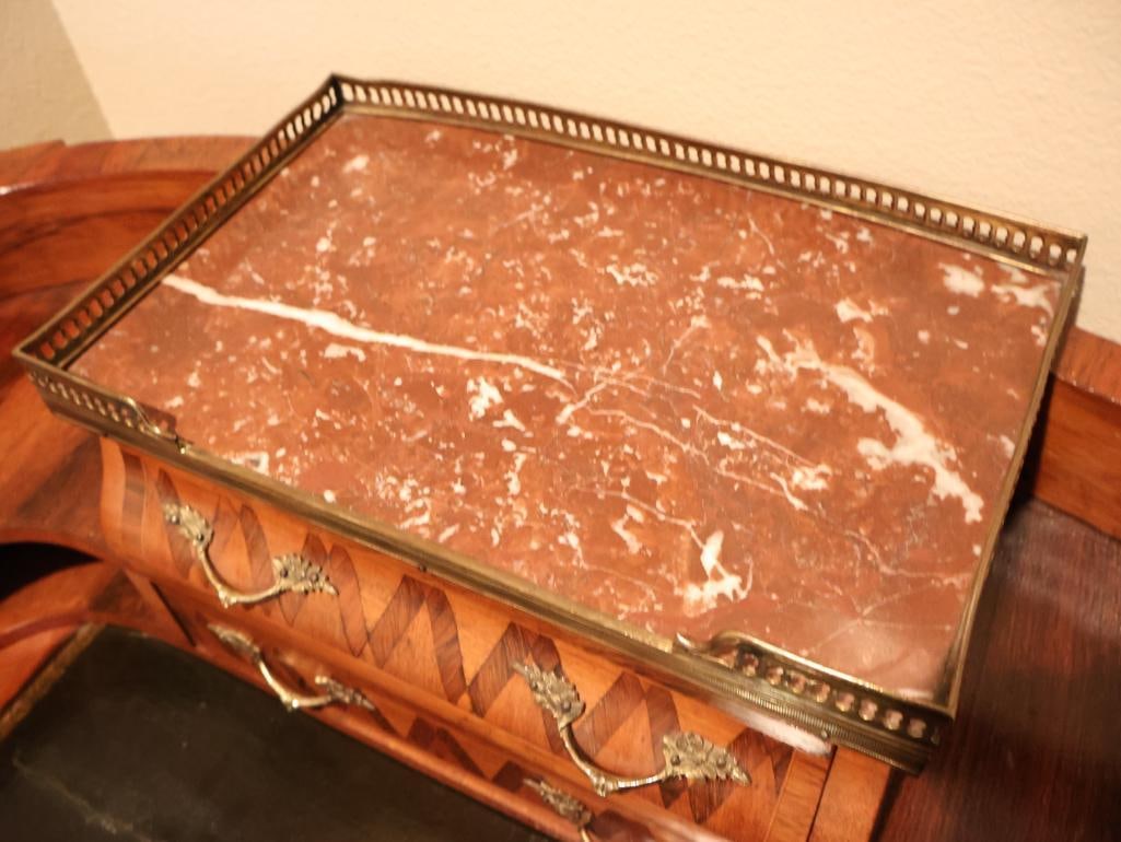 Antique French Louis XV-style marquetry and ormolu-mounted ladies writing desk - 8