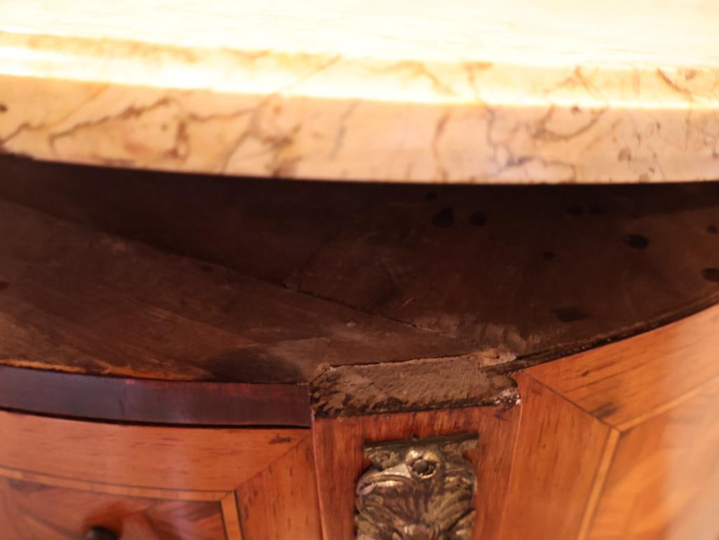 Antique French Louis XV-Style Marble-Top Demilune Two-Drawer Commode - 9