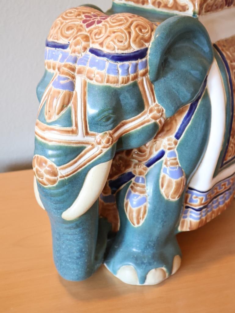 Ornate Elephant Ceramic Stand - 2