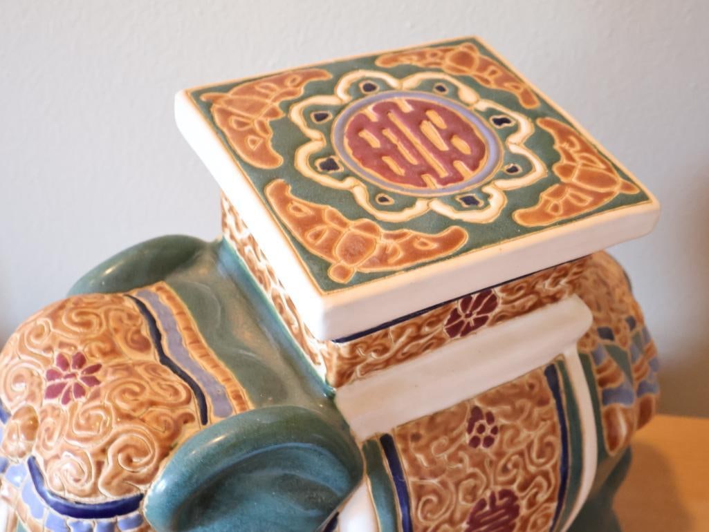 Ornate Elephant Ceramic Stand - 4