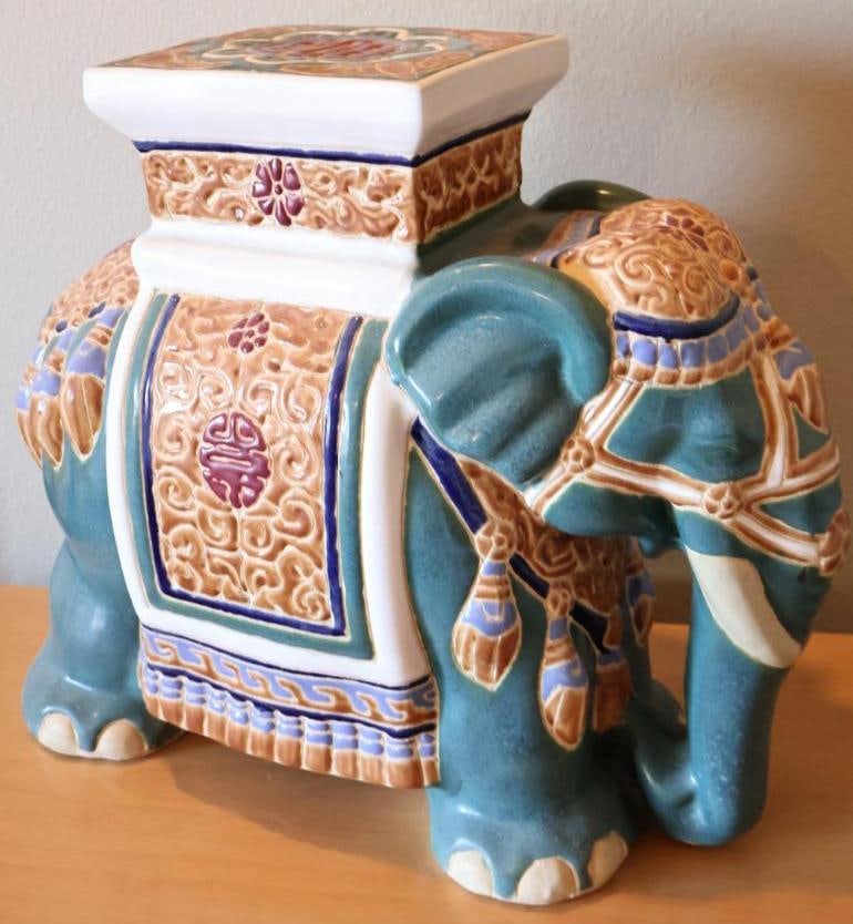 Ornate Elephant Ceramic Stand - 7