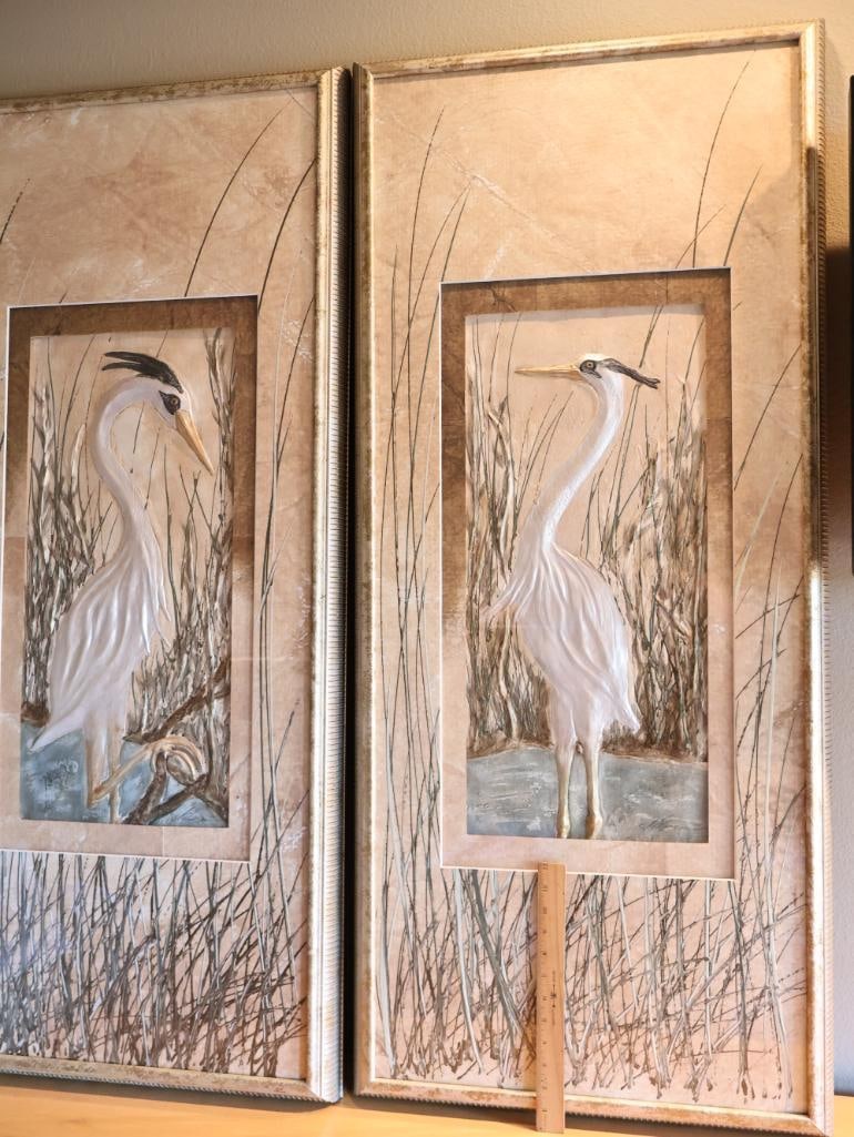 Pair of Large Blue Heron Artworks by Steffen Plistermann - 2