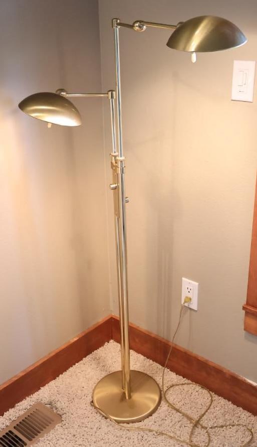 Vintage Postmodern Holtkotter Adjustable Two-Light Brass Floor Lamp (1 of 4)