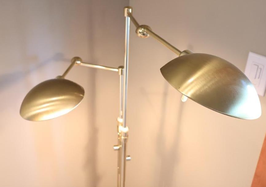 Vintage Postmodern Holtkotter Adjustable Two-Light Brass Floor Lamp - 2
