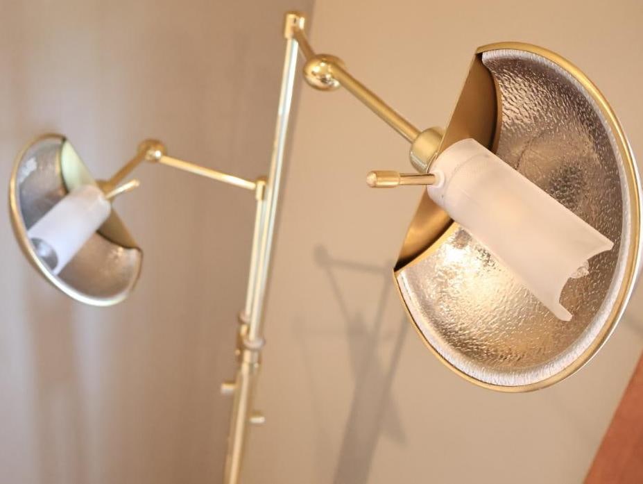 Vintage Postmodern Holtkotter Adjustable Two-Light Brass Floor Lamp - 3
