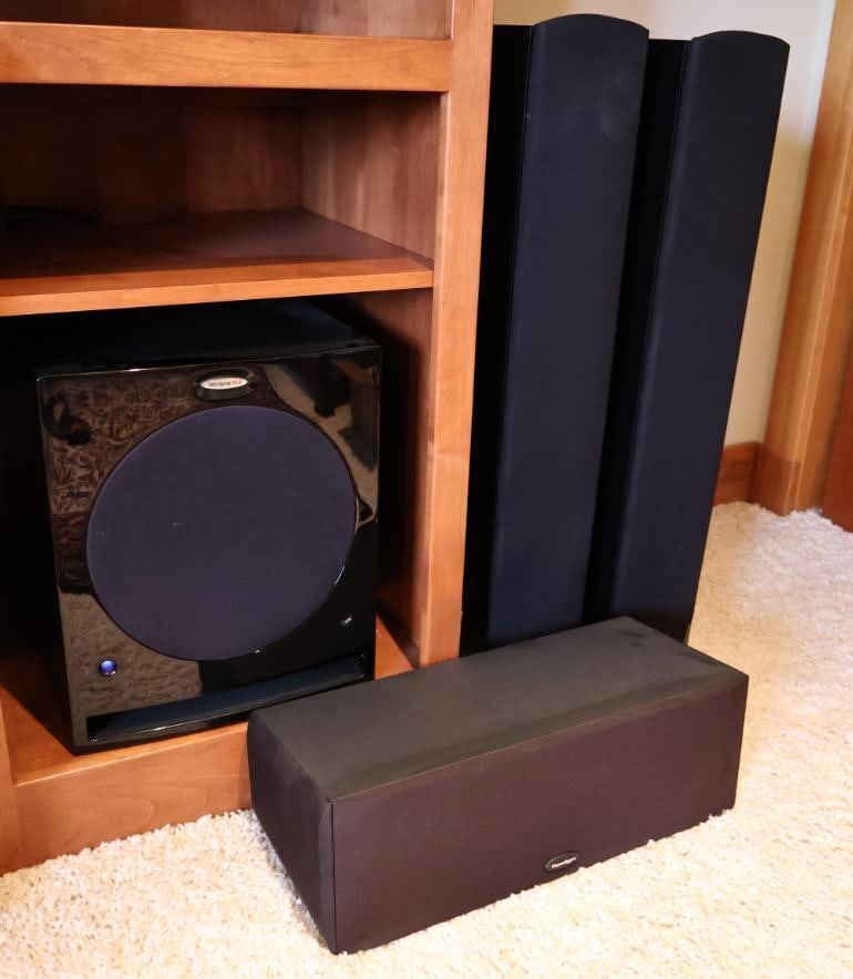 Paradigm Speakers and Velodyne DLS Subwoofer: Velodyne DLS Series (Digital Low-Frequency Subwoofer), and Paradigm CC-370 v.4 and tall tower speakers