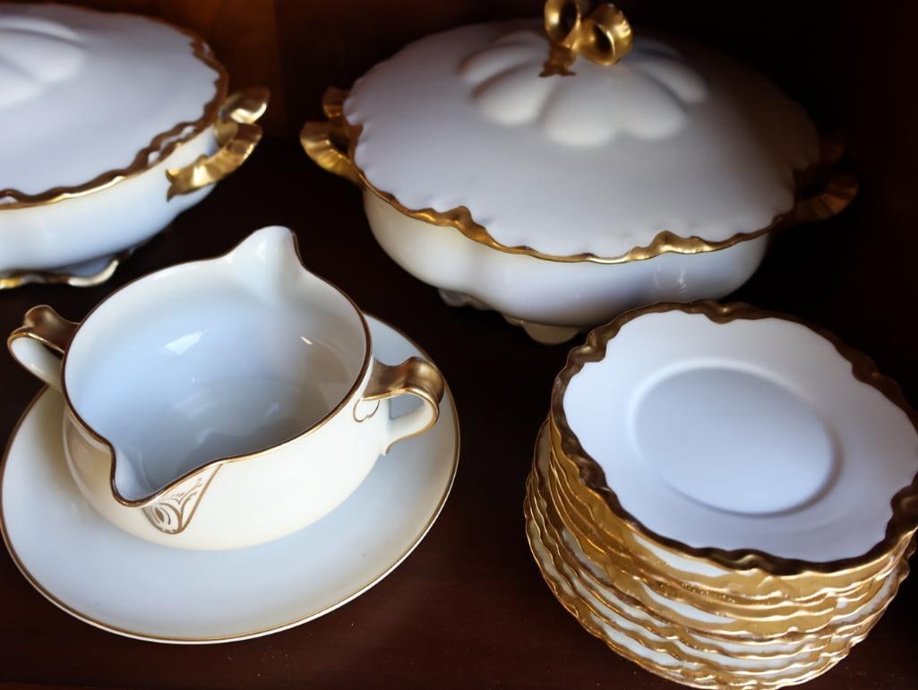 Large Set of Haviland Limoges French Gilded Edge China Set - 13