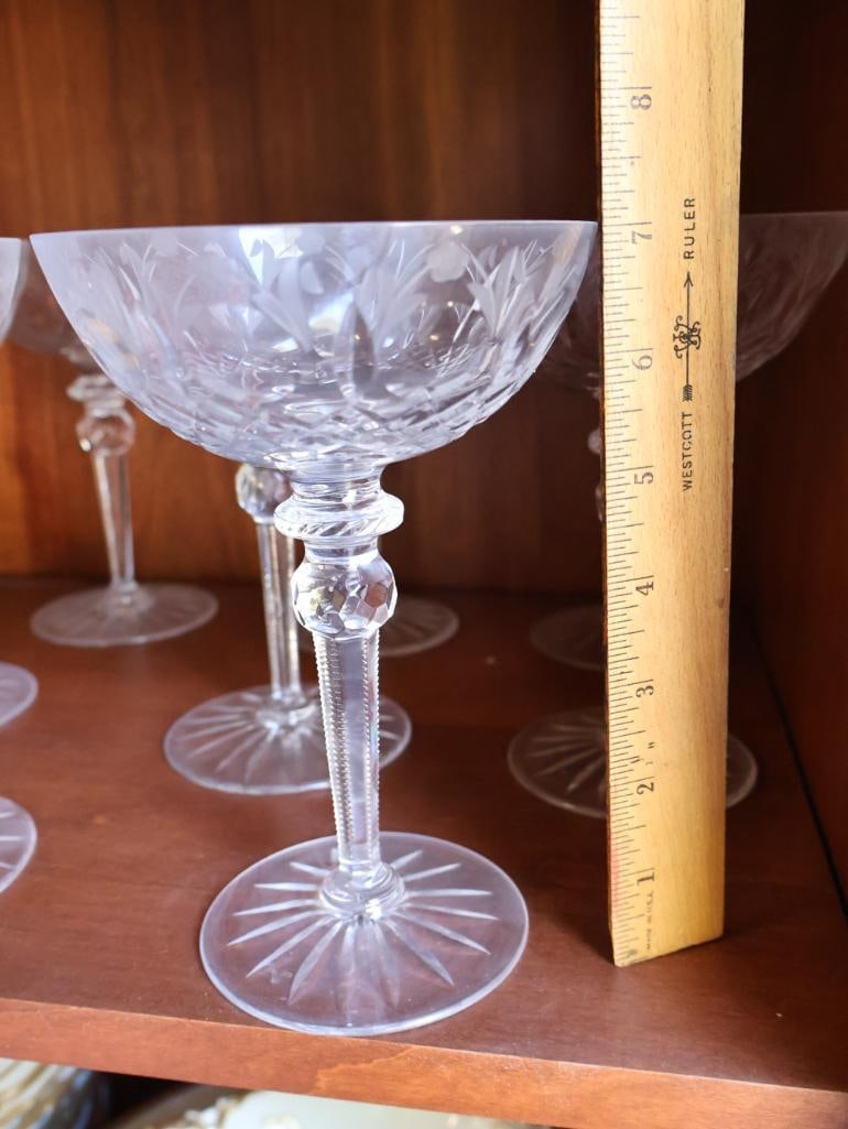 Antique Crystal Stemware and Gilded Edged Plates - 2