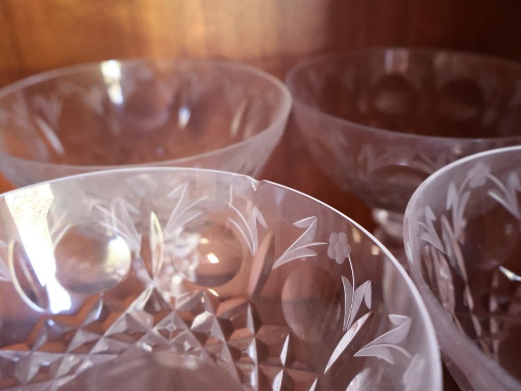 Antique Crystal Stemware and Gilded Edged Plates - 5