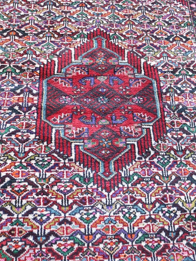 Vintage Colorful Hamadan Hand Knotted Rug - 4
