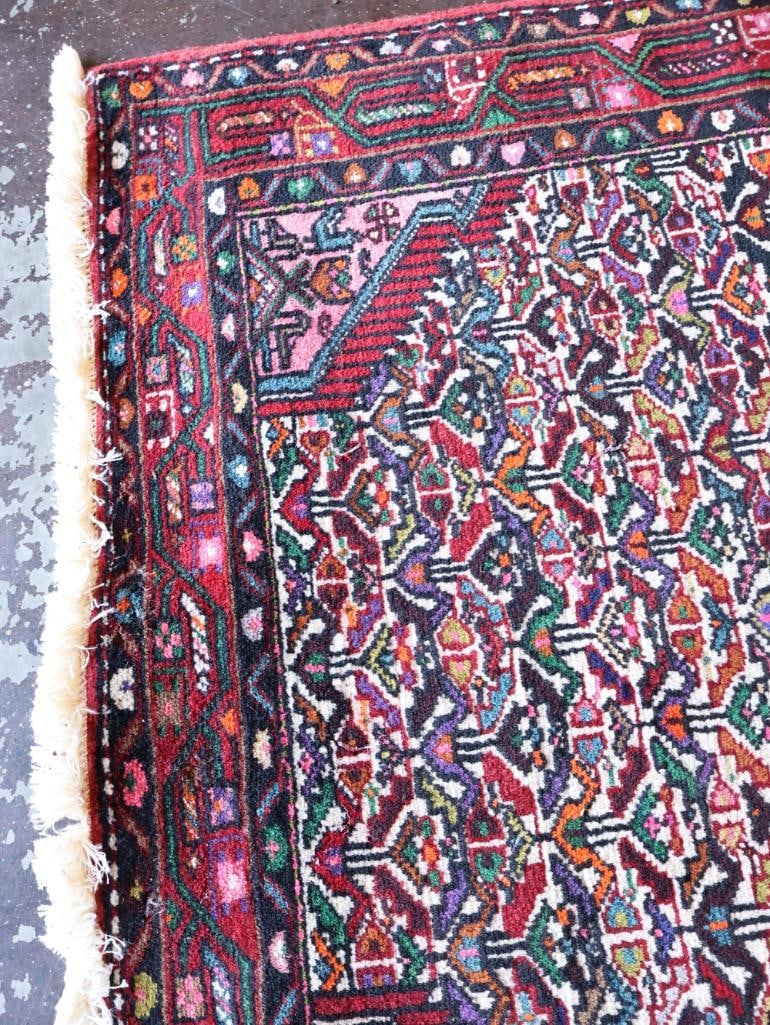 Vintage Colorful Hamadan Hand Knotted Rug - 7
