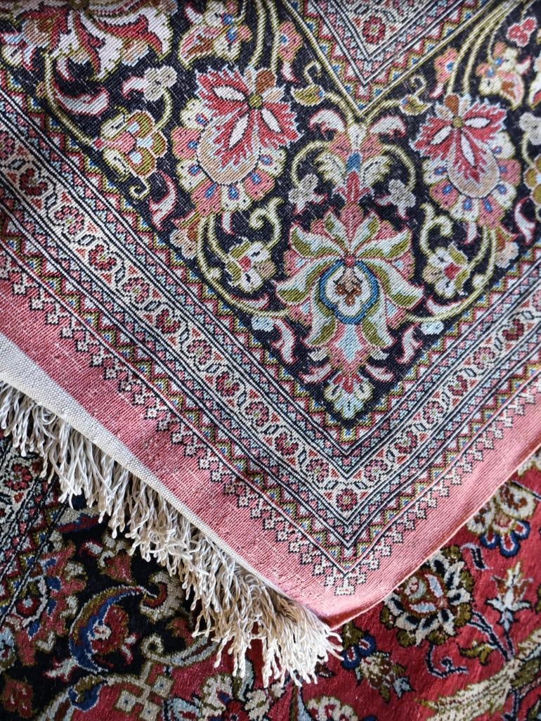 Exquisite Vintage Silk Qum Rug - 11