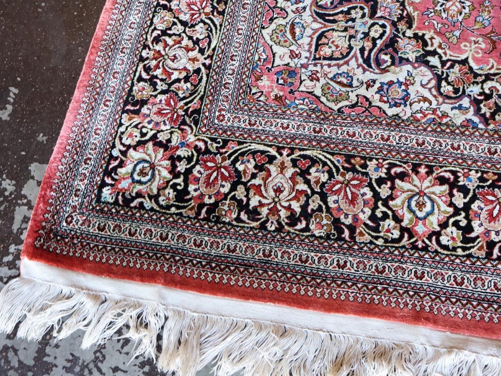 Exquisite Vintage Silk Qum Rug - 7