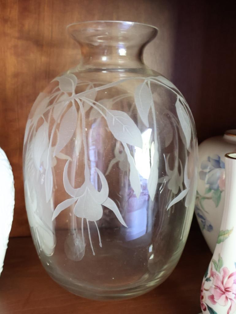 Collection of Lenox Vases and Etched Glass Signed Vase - 7