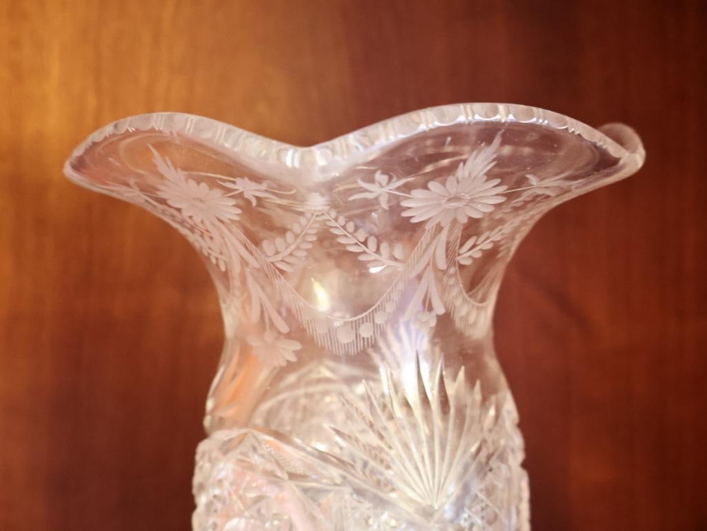 Pair of Waterford Crystal Candlesticks and Tall Crystal Vase - 4