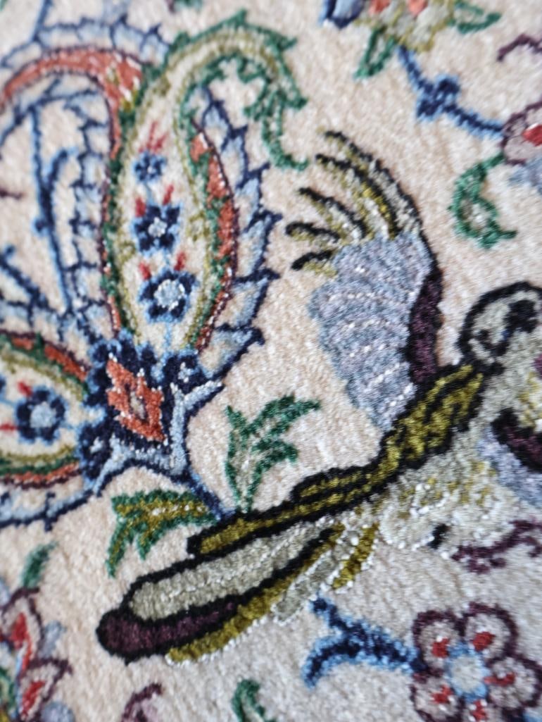 Vintage Wool and Silk Woven Persian Area Rug - 13