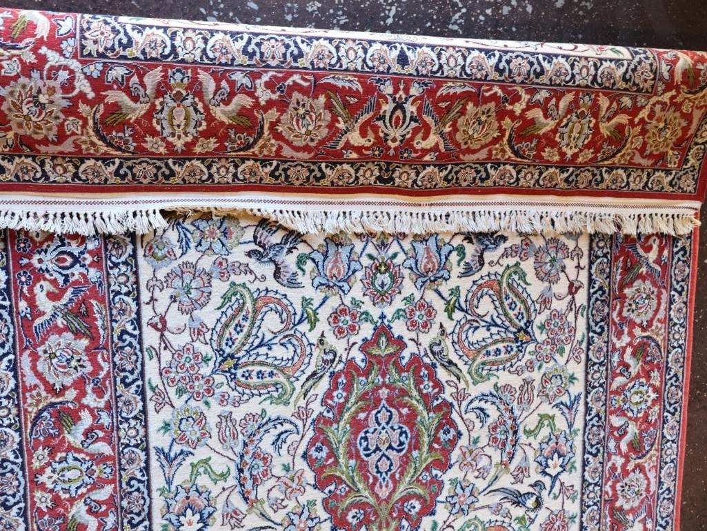 Vintage Wool and Silk Woven Persian Area Rug - 15