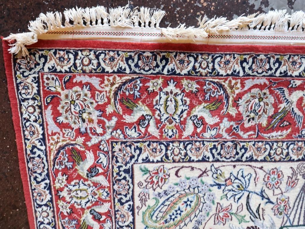 Vintage Wool and Silk Woven Persian Area Rug - 2