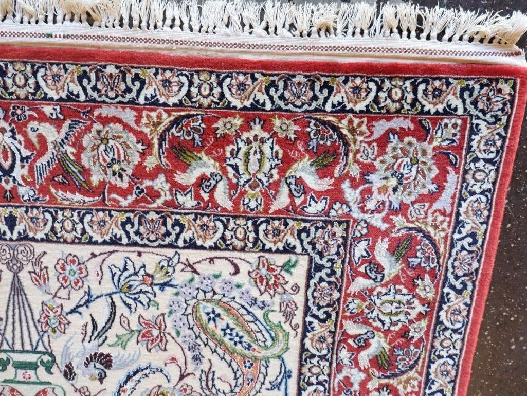 Vintage Wool and Silk Woven Persian Area Rug - 3