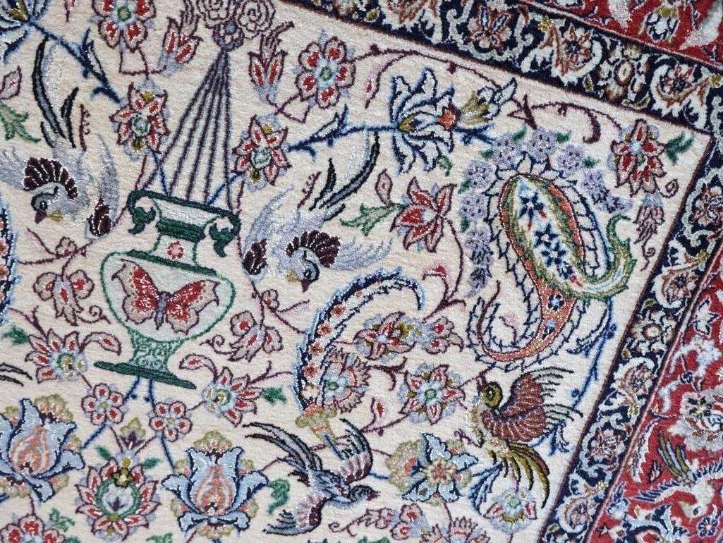 Vintage Wool and Silk Woven Persian Area Rug - 4