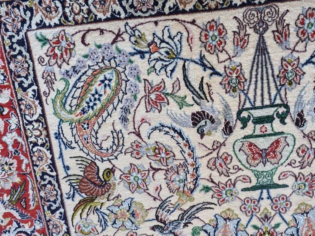 Vintage Wool and Silk Woven Persian Area Rug - 5