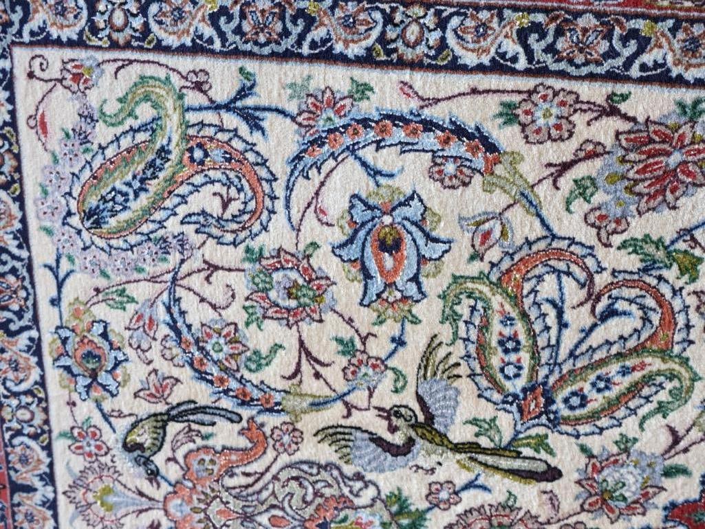 Vintage Wool and Silk Woven Persian Area Rug - 7