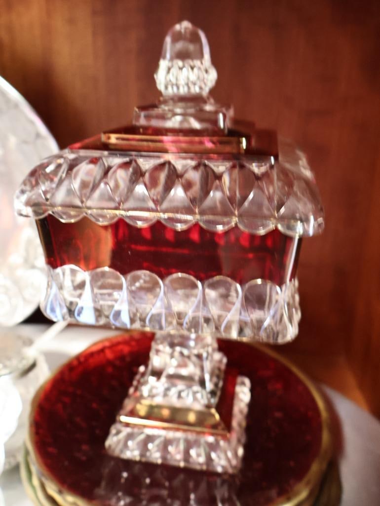 Vintage Lidded Red Cranberry Dish and More - 3